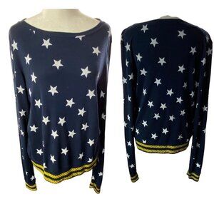 WILDFOX Stars Sailor Rope Nautical Pullover Long Sleeve Top Blue S 22-12